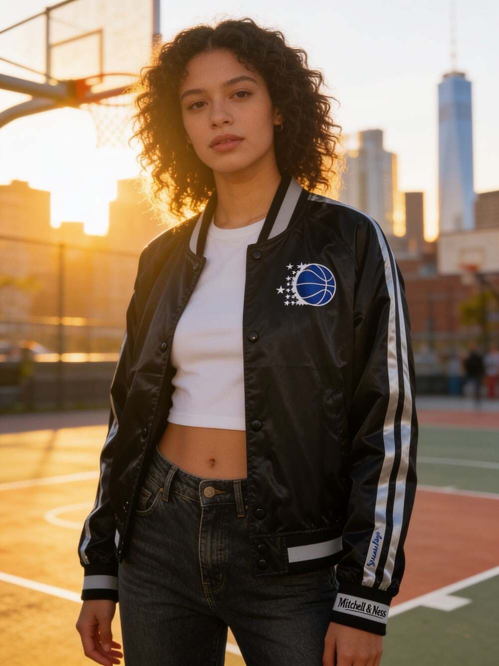 Mitchell & Ness Women's Orlando Magic Raglan Satin Full-Snap Jacket